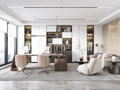 现代经理办公室3D模型下载